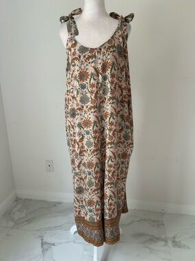 World Market Floral Tie-Shoulder Maxi Romper Jumpsuit, Size L/XL